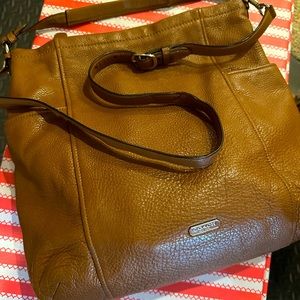 Coach tan pebble leather shoulder purse